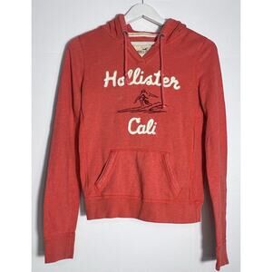 Hollister Cali Red Hoodie Sweatshirt Women’s Size M Medium Surf Logo